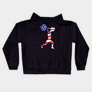 Weightlifting Clean and Jerk USA FLAG Kids Hoodie